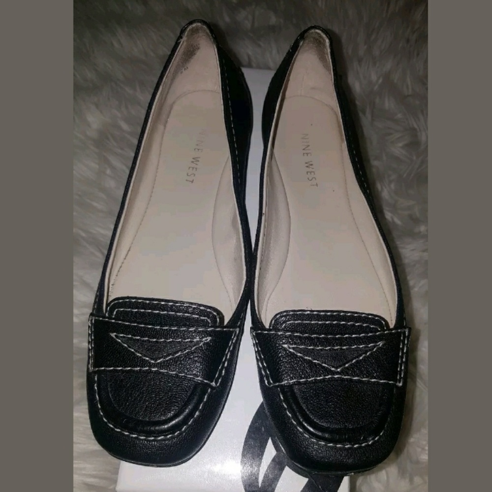 NINE WEST womens 6M black dress flats VEGAN manmad